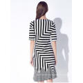 Summer Irregular Color Tail Stripe Elegant Ladies Dress